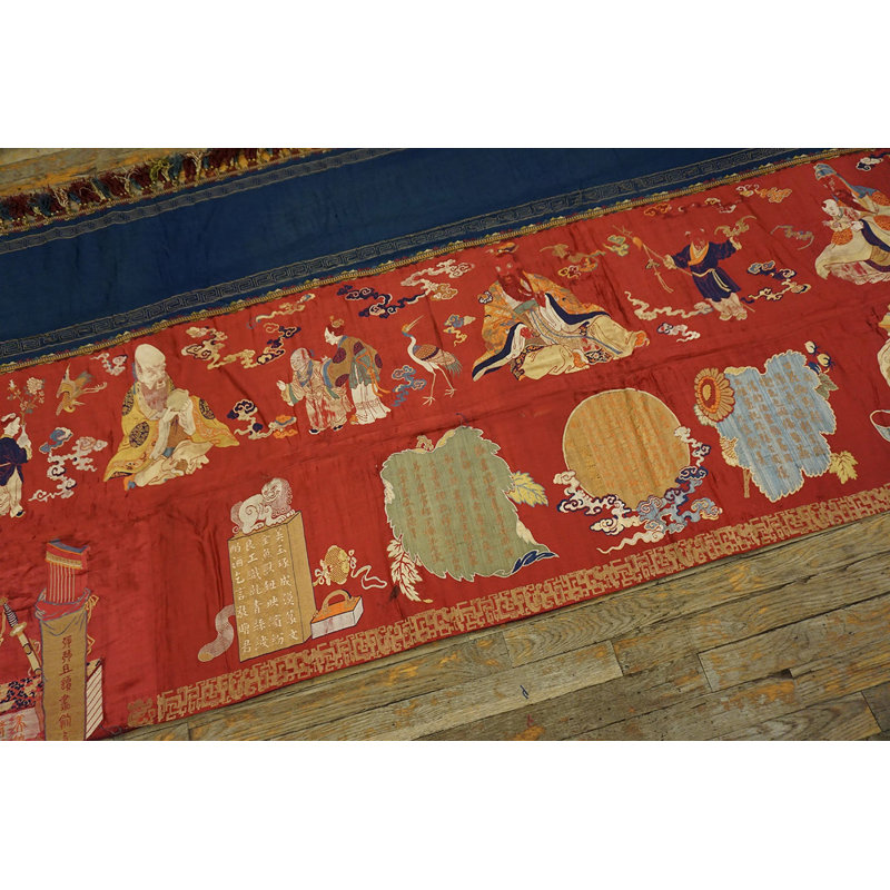 Textile chinois antique à motif pictural artistique