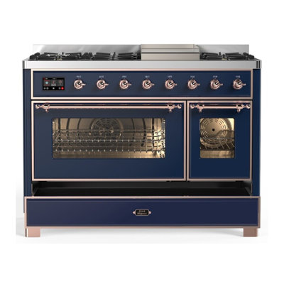 Majestic III Series 48 Inch Dual Fuel Range with 5 Sealed Burners, Griddle, Frenchtop in Matte Graphite (Liquid Propane, Burnished Trim)