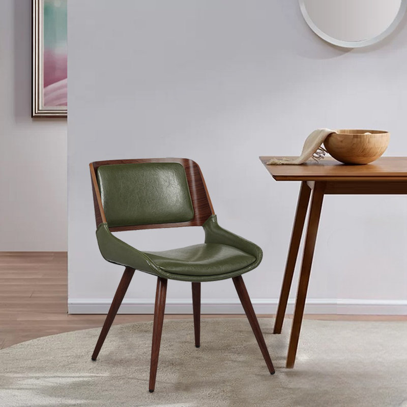 Ayrton Faux Leather Mid-Century Dining Chair, Green