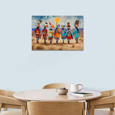 Native American Canvas Wall Art Group, coiffe de plumes, peinture tribale, affiche du Sud-Ouest, décoration murale prête à accrocher