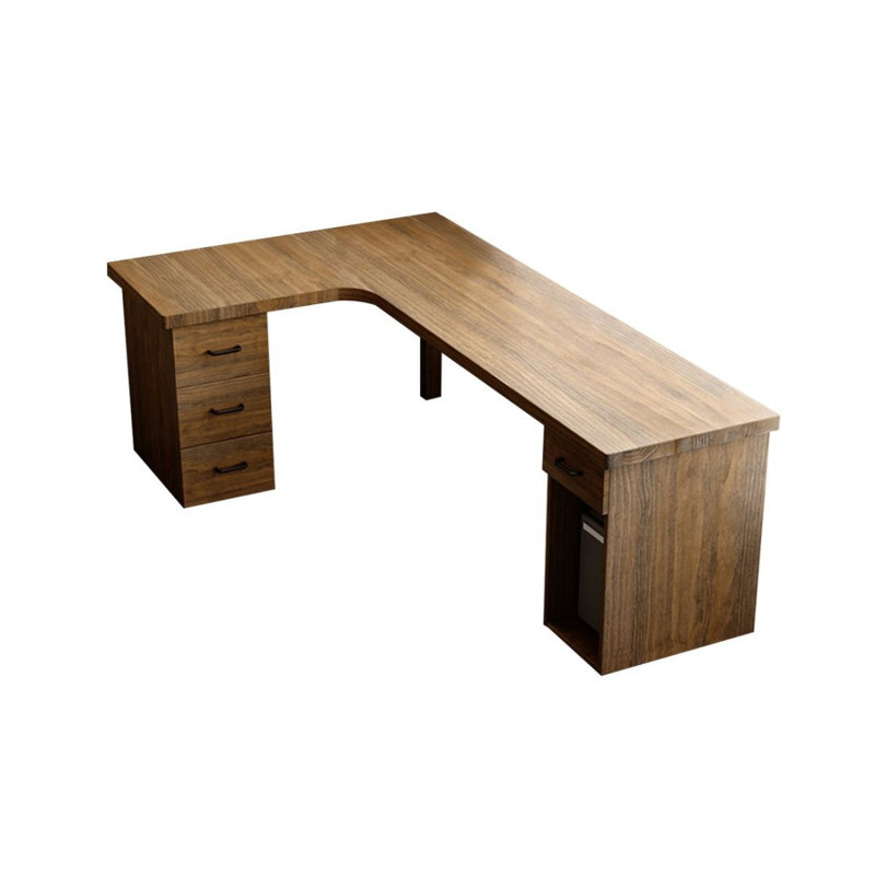 Bureau en L en bois massif avec bibliothèque, Retour à gauche, H 29,53 po x l 62,99 po x P 39,37 po