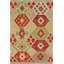 Tapis bleu / rouille / beige en laine noué à la main 2 pi 7 po x 4 pi 3 po Domingue