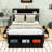 Queen-Size Platform Bed with Upholstered Headboard, Built-in Storage Drawers-1574926031