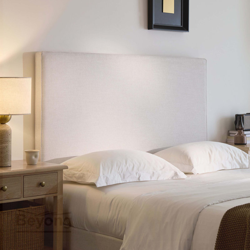 Tall Headboard Upholstered Bed / 52" High Headboard / Elegant Simplicity / No Box Spring Needed / Easy Assembly / King / Coconut Micro Suede
