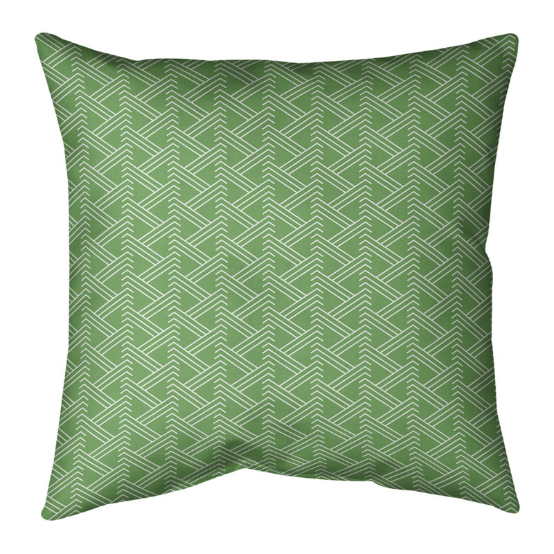 Housse Coussin décoratif motif Zig Zag, 14 po x 14 po, Vert clair, Sergé de coton