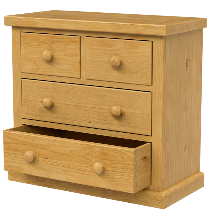 Chunky Solid Wood 80cm W 4 - Drawer Chest of Drawers