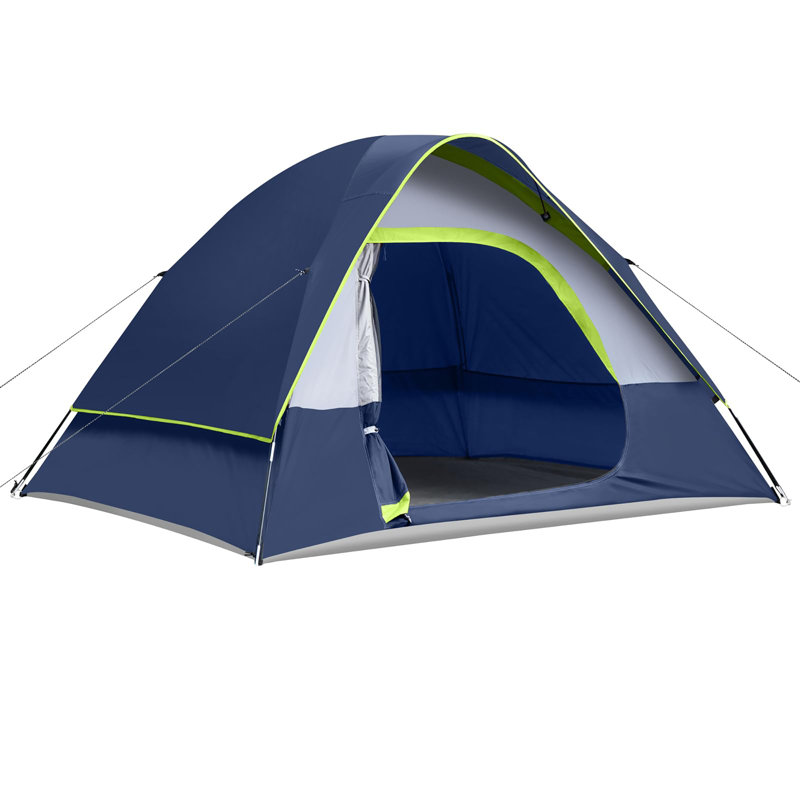Camping Tent 4 Person, Waterproof Windproof Tent with Rainfly Easy Set up-Portable Dome Tents for Camping, Blue