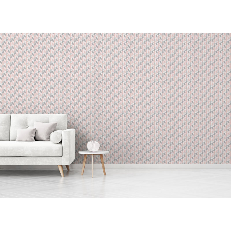 Panneau de papier peint adhésif Hecuba, L 4 po x l 24 po, Rose / Gris