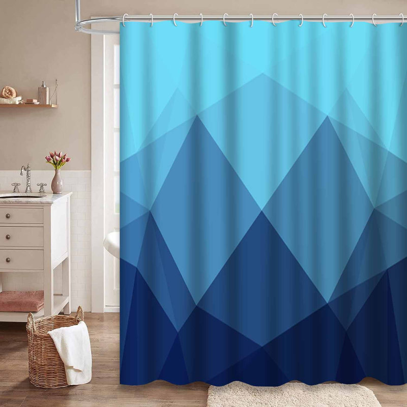 Rideau de douche hexagonal clair en mosaïque géométrique avec 12 crochets, L 72 po x l 72 po