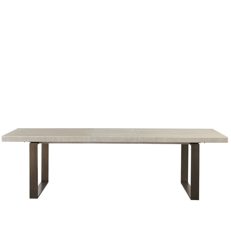 Extendable Oak Metal Base Dining Table