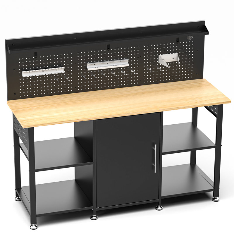 Établi robuste de 60 pouces avec armoire de rangement (tabourets non inclus)