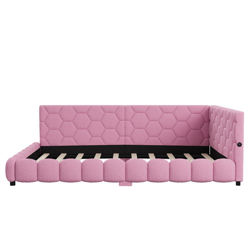 140x200cm Sofa Bed, Daybed with ambient light, Pink