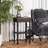 Psomas Rustic Farmhouse Square End Table, Distressed Side Table with Espresso Tray Top & Woven Shelf-1005766002