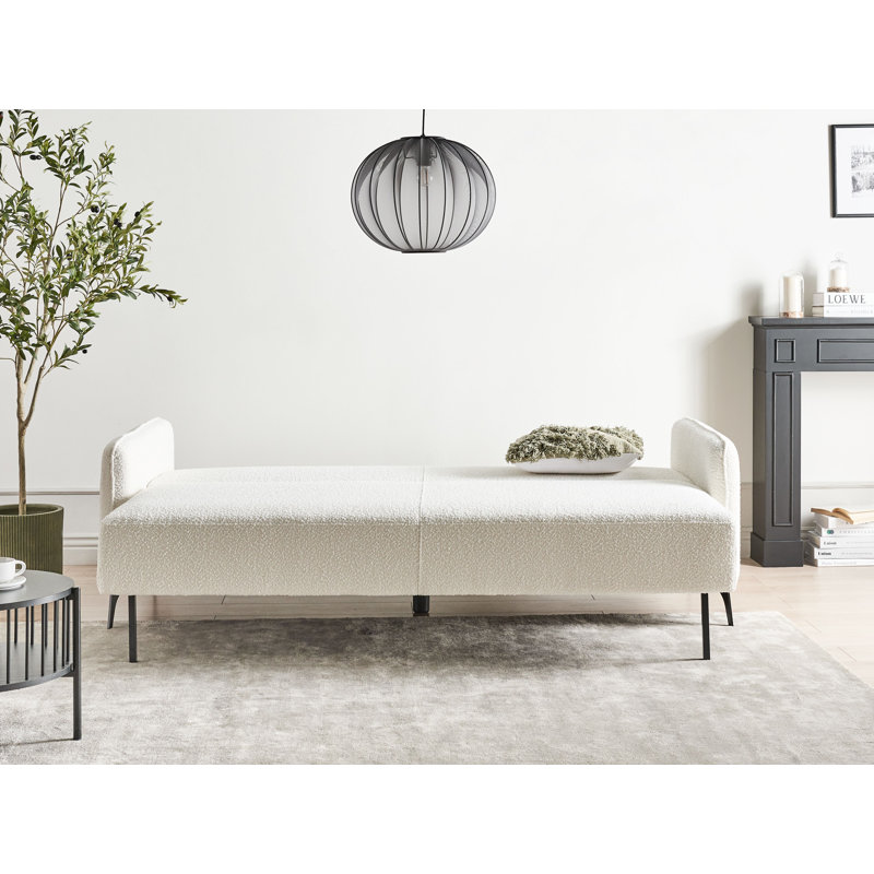 3 Seater Sofa Bed, White Boucle