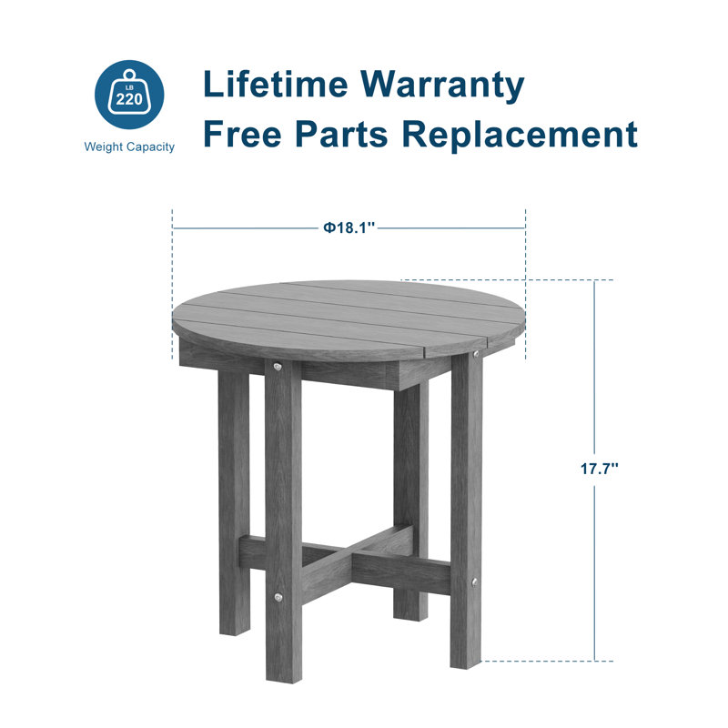 Petite table d'appoint d'extérieur, table de bout de patio en PEHD toutes saisons, table d'extérieur résistante à la décoloration pour terrasse de jardin