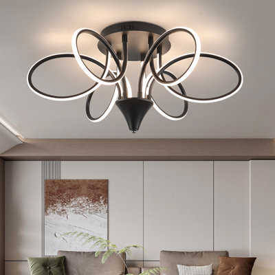 Modern LED Integrated Flush Mount Light Remote Controller Dimming