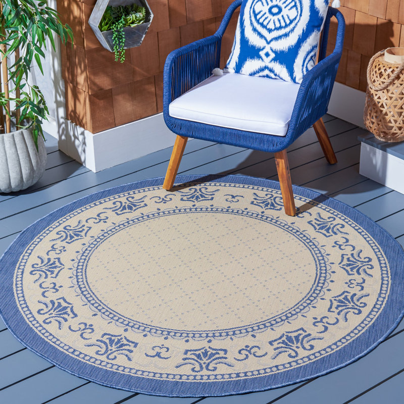 Galena Performance Oriental Indoor/Outdoor Area Rug, Round 6'7"
