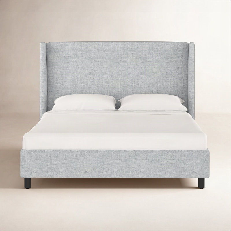 Tilly Upholstered Low Profile Platform Bed, Queen, Zuma Pumice Textured Linen
