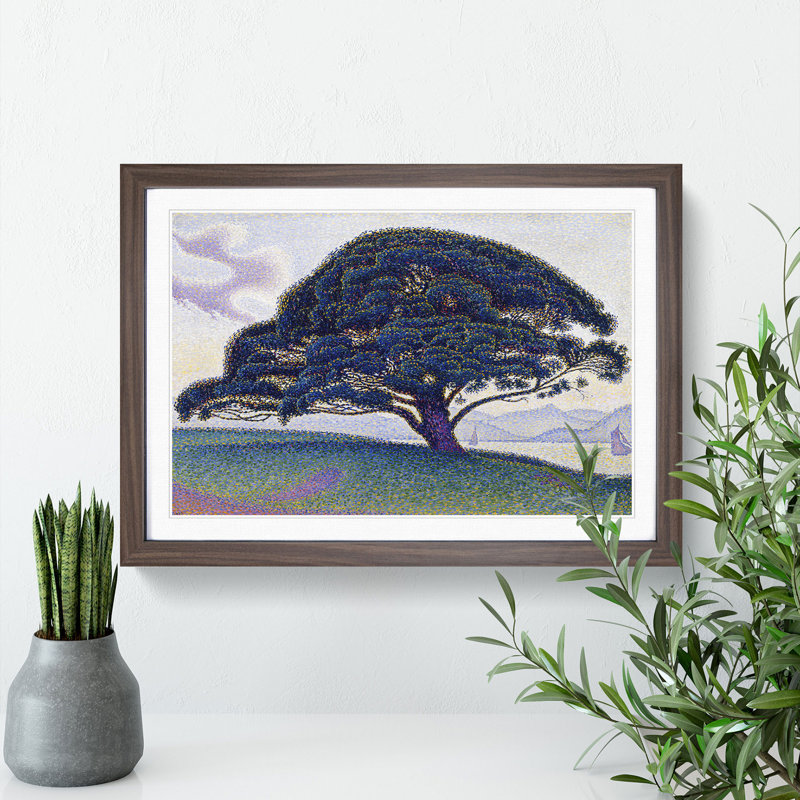 The Bonaventure Pine by Paul Signac - Picture Frame Painting, Walnut Framed, 36cm H x 48cm W x 2cm D