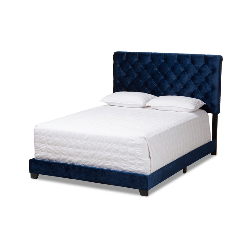 Colleyville Upholstered Standard Bed, King, Navy Blue
