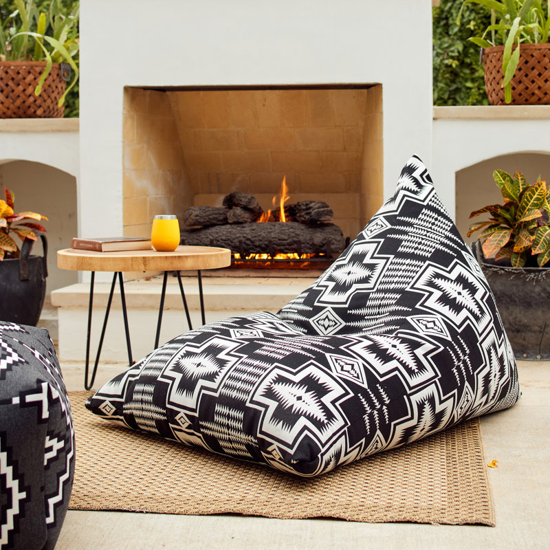 Fauteuil à billes et chaise longue Sunbrella®, Black/White Polystyrene