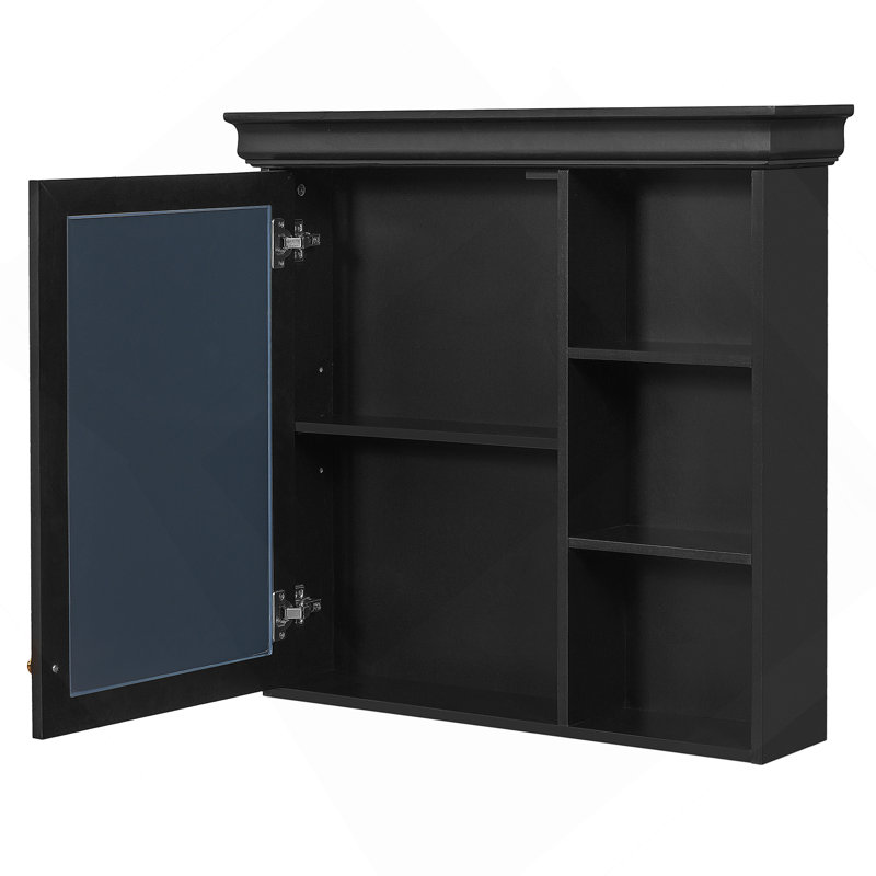 Armoire à pharmacie de salle de bain avec miroir 30 po x 28 po, armoire à miroir murale avec rangement, armoire de rangement noire au-dessus de la toilette pour salle de bain