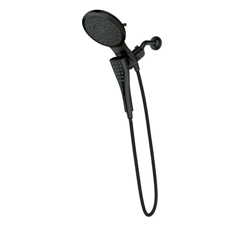 Douchette standard à huit fonctions de 7 po de diamètre avec douche à main Moen Verso, Noir mat, 1.75 GPM