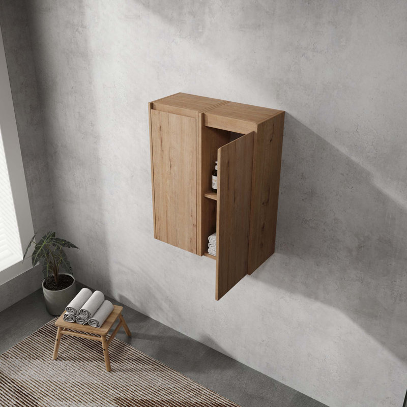 Armoire latérale de salle de bain 12 po à fixation flottante avec 2 portes à fermeture douce