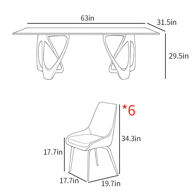 Ensembles de table de salle à manger luxueux et léger, H 29,5 po x L 63 po x l 31,5 po