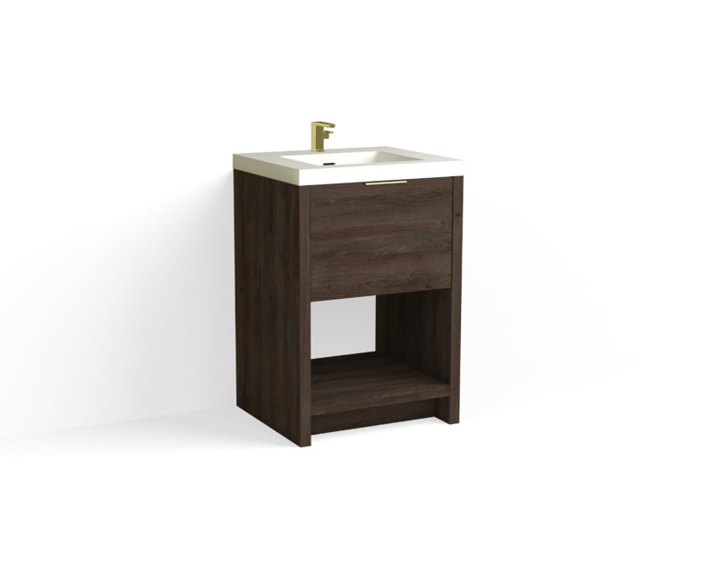 Vista 24" W Freestanding Single Bathroom Vanity, White Matte, Biondo/Polished Nickel, Single-Hole