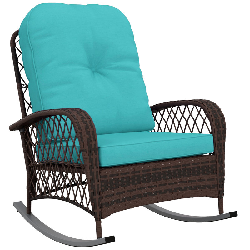 Chaise berçante en osier pour l'extérieur Outsunny, Bleu