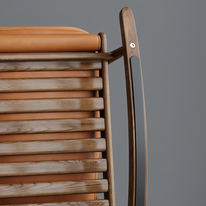 Chaise berçante en bois massif, Brun