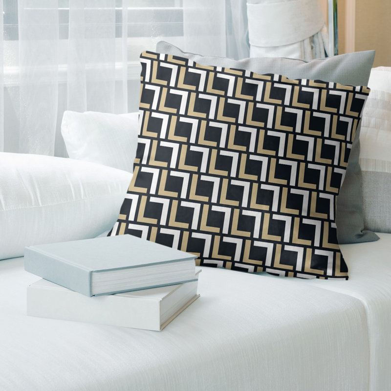 Housse de coussin New Orleans Football, 18" x 18", Noir / Brun clair / Blanc, Croisé en coton