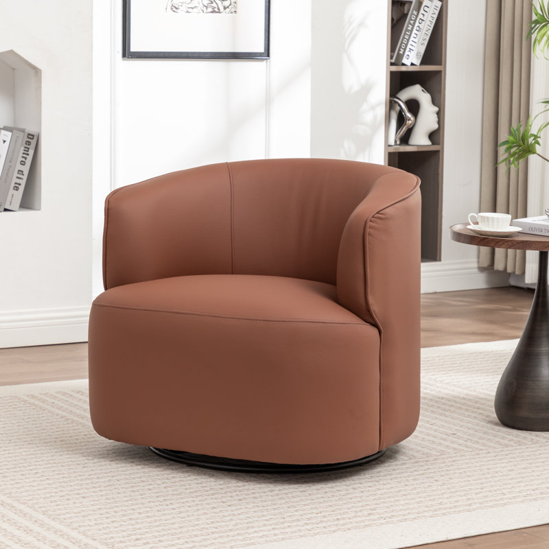 Fauteuil demi-tonneau pivotant de 32 po Tybias, Marron foncé