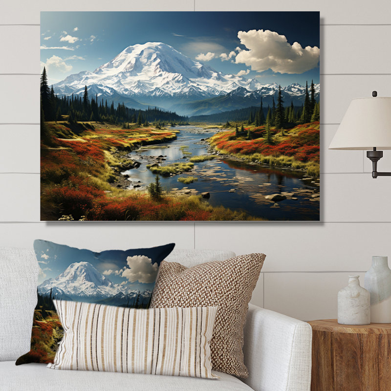 Art mural américain «Mount Rainier» - États-Unis, H 30 po x l 40 po x P 1,5 po, Toile tendue