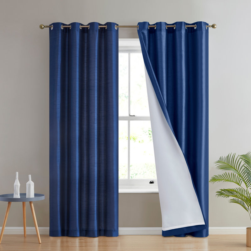 Eisenhart Semi Sheer Curtain Pair, Navy Blue, 54" W x 72" L