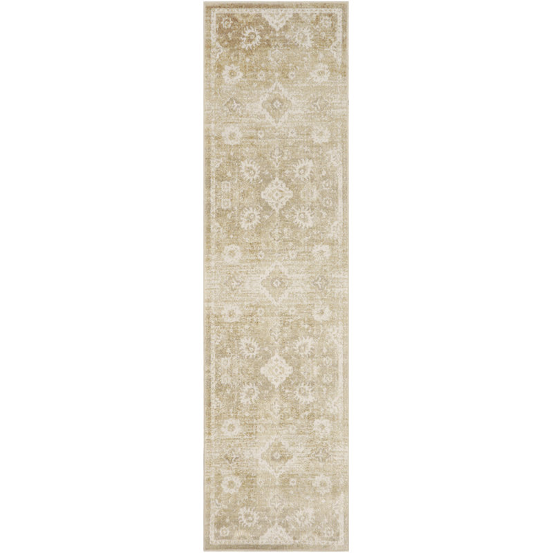 Tapis ivoire doré lavable à la machine Bungalow Rose Bussie Bungalow, Tapis de couloir 2 pi x 6 pi
