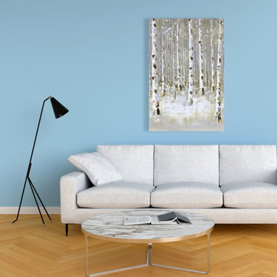 Birch Forest by Winter - Snowy Landscape Canvas Decor