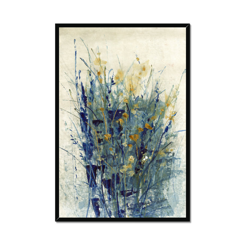 Indigo Floral II by Timothy O' Toole - Painting, 95cm H x 65cm W, Black Framed Paper Print