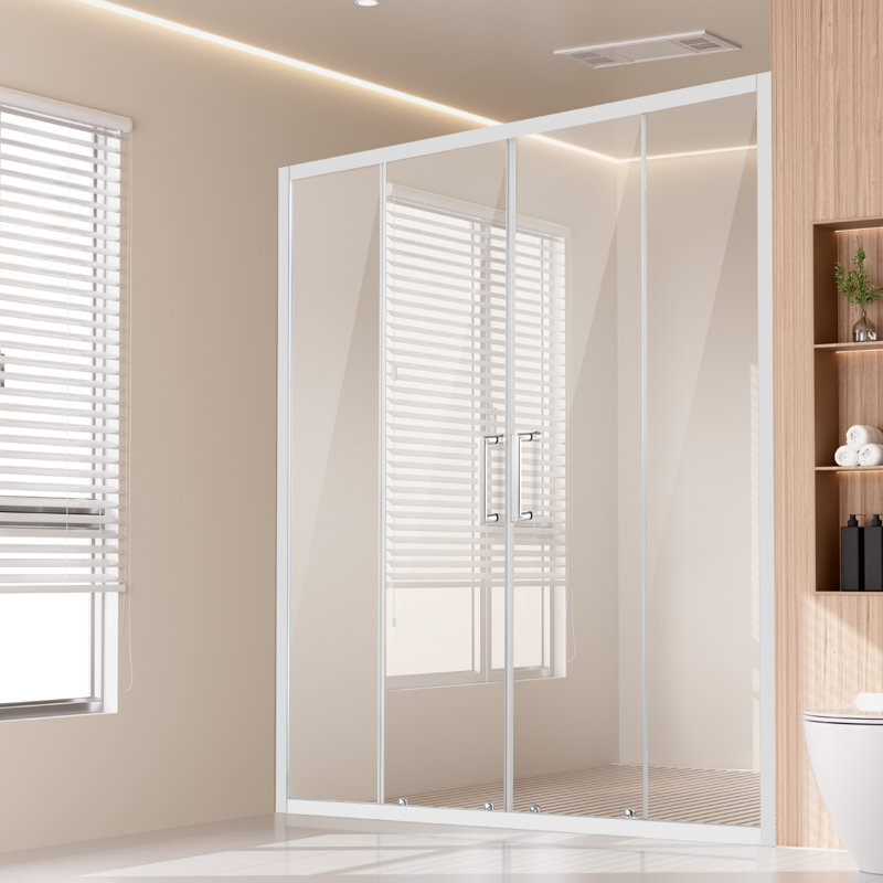 Semi-frameless Double Sliding Shower Door SGCC Tempered Glass, Chrome