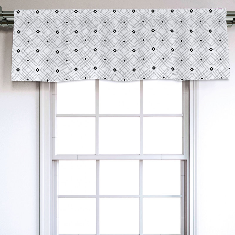 Sateen Geometric Ruffled Window Valance