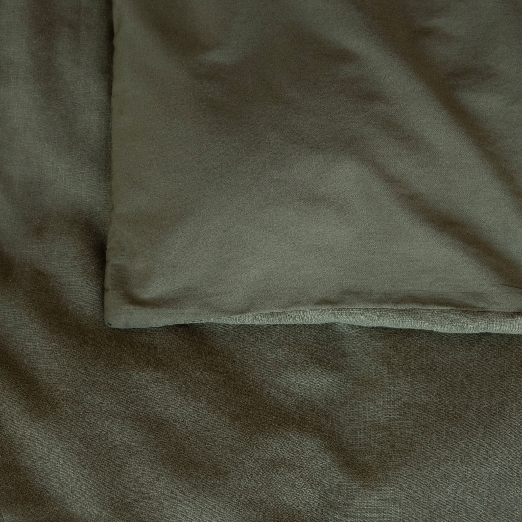 French Linen And Cotton Duvet Cover & Sham Set, Moss, Queen Duvet Cover + 2 Standard Pillow Shams