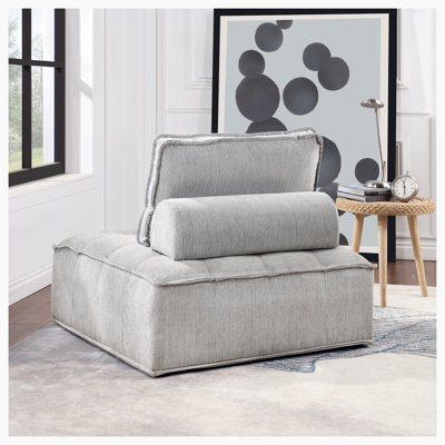 Chaise et demi capitonnée en velours l 41,3 po Kethia