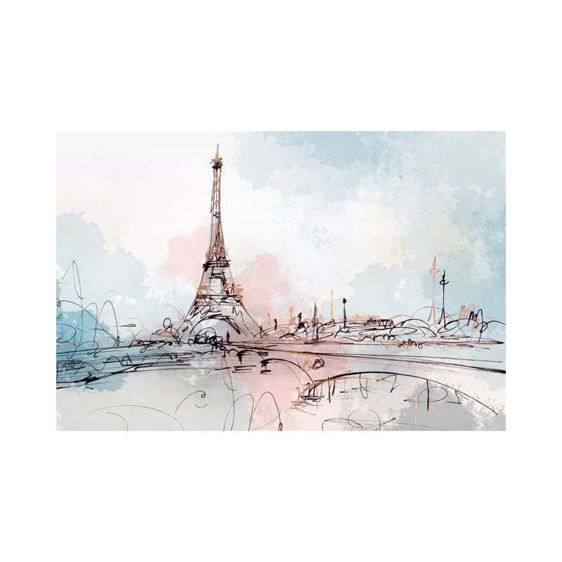 «Blush Paris» par Isabelle Z - impression d'art graphique, H 18 po x l 26 po x P 1,5 po, Aucun mat, Toile tendue