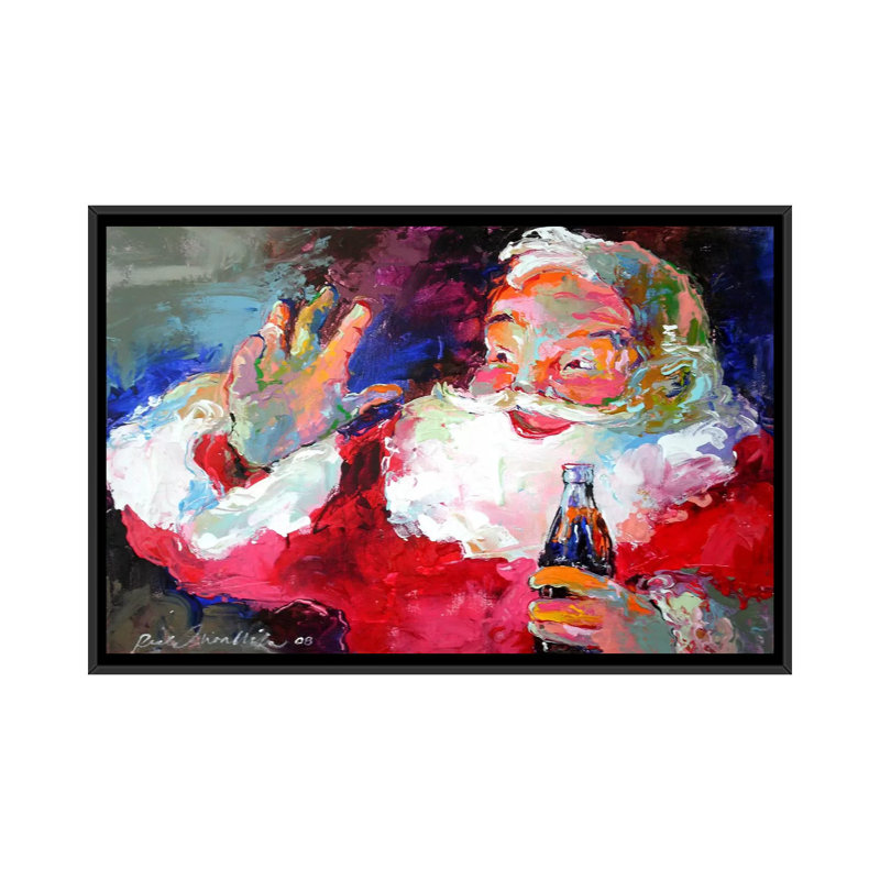 Impression-père noël, H 18 po x l 26 po x P 1,5 po, Toile avec cadre flottant noir, Pas de tapis
