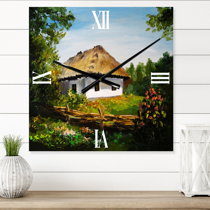 Horloge murale Traditional Cottage at Dawn in Summer, Petit