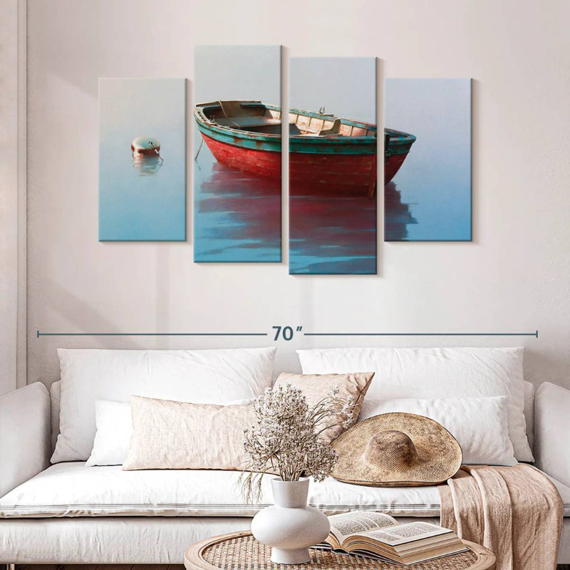 Mehar Red Rowboat On Calm Waters
