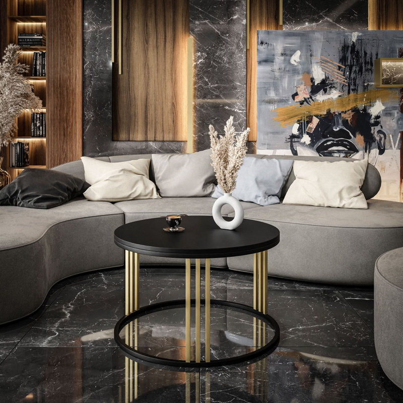 Terrio Frame Coffee Table, Black Matt, Black/Gold
