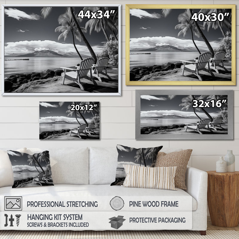 Maui Beautiful Cityscape Black IV sur impression sur toile, Encadrement doré, H 30 po x l 40 po x P 1,5 po