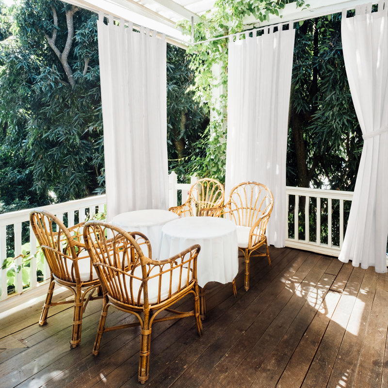 Panneau de rideau simple d'extérieur uni Antina, L 52 po x L 108 po, Blanc